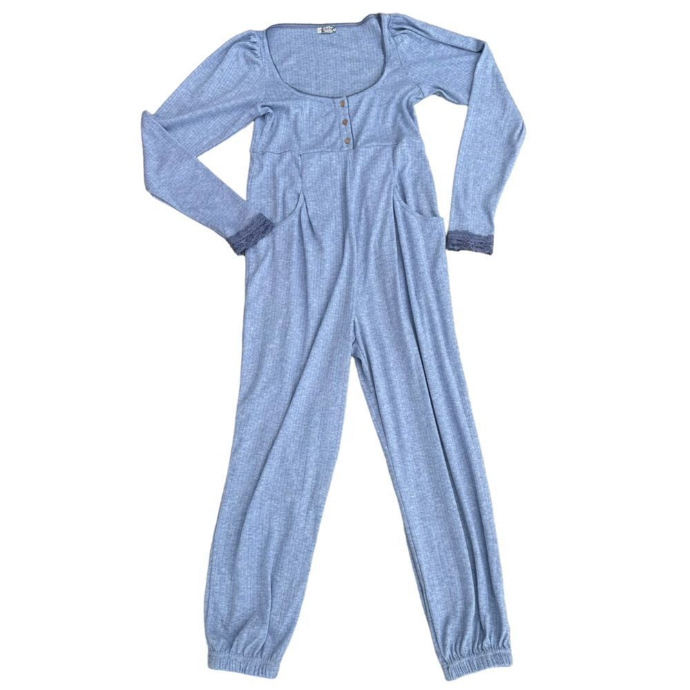 JUMPER JUMPSUIT BY ITIMATELY LONG SLEEVE SCOOP NECK SOFT COTTON BLEND XS